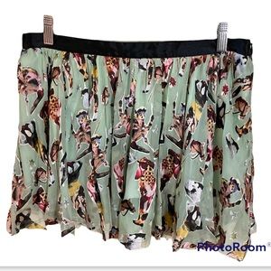 Diesel Mint Green Abstract Cowboy Print Sheer Mini Skort Size 29